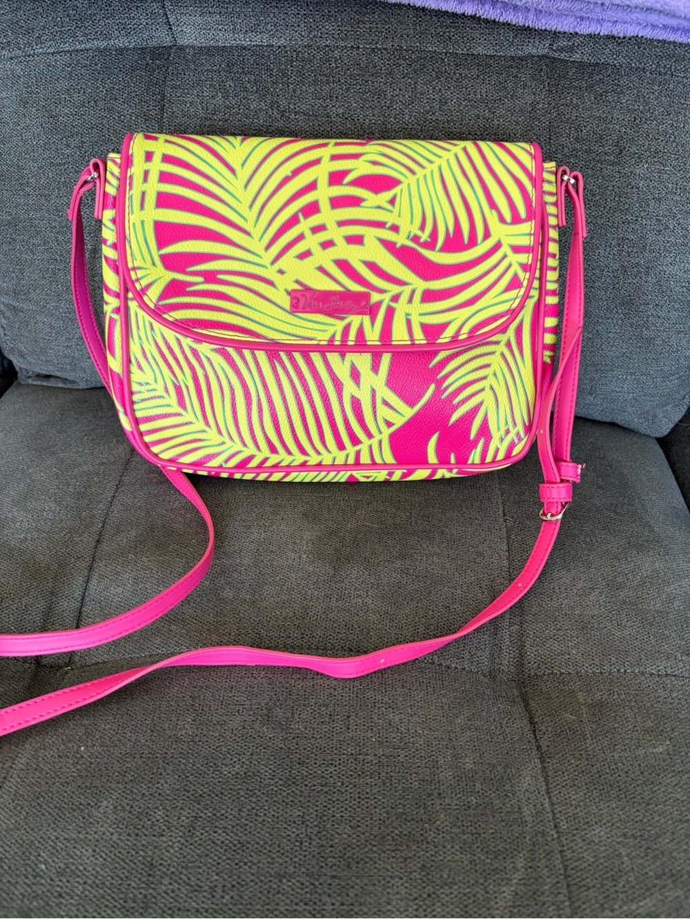 Vera Bradley Hot Pink & Neon Yellow Palm-Print Crossbody